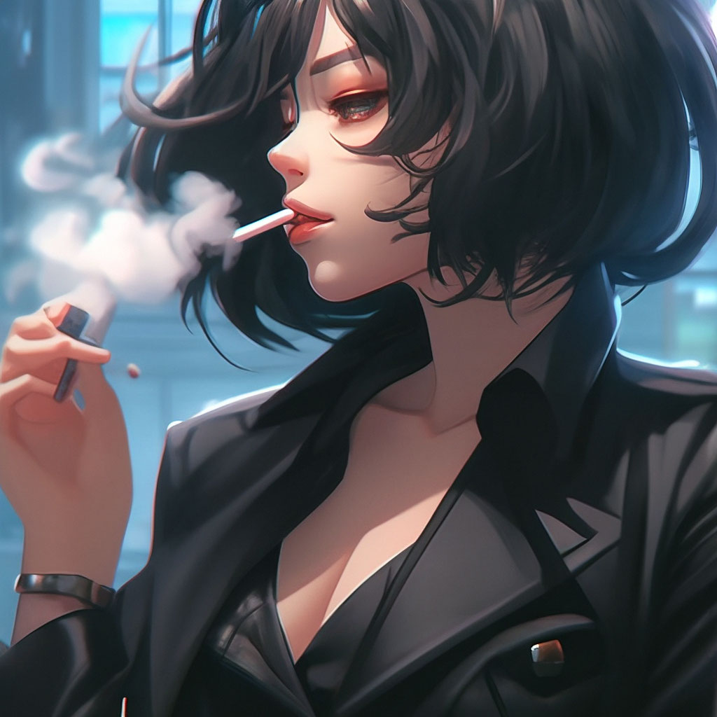 Девушка курит арт
